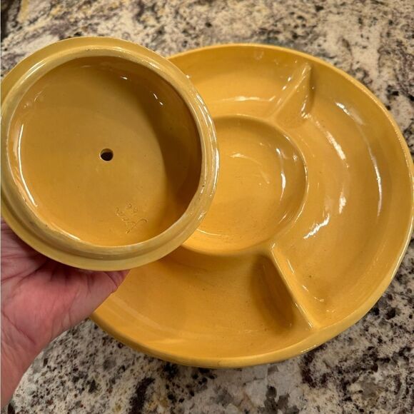 Homemade 1966 vintage ceramic cheese server with mouse topper lid